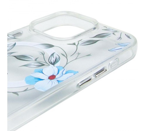 TPU+PC чохол Clear Garden with MagSafe для Apple iPhone 16 Pro (6.3") Blue Blossom
