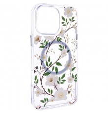 TPU+PC чохол Clear Garden with MagSafe для Apple iPhone 16 Pro (6.3") White Gardenia