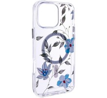 TPU+PC чохол Clear Garden with MagSafe для Apple iPhone 16 Pro Max (6.9") Blue Blossom