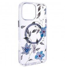 TPU+PC чохол Clear Garden with MagSafe для Apple iPhone 16 Pro Max (6.9") Blue Blossom