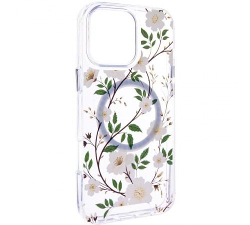 TPU+PC чохол Clear Garden with MagSafe для Apple iPhone 16 Pro Max (6.9") White Gardenia