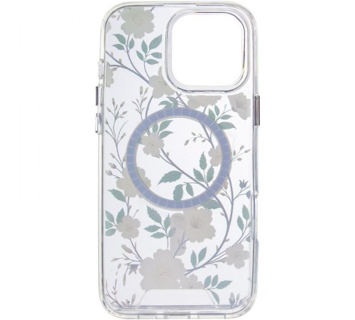 TPU+PC чохол Clear Garden with MagSafe для Apple iPhone 16 Pro Max (6.9") White Gardenia