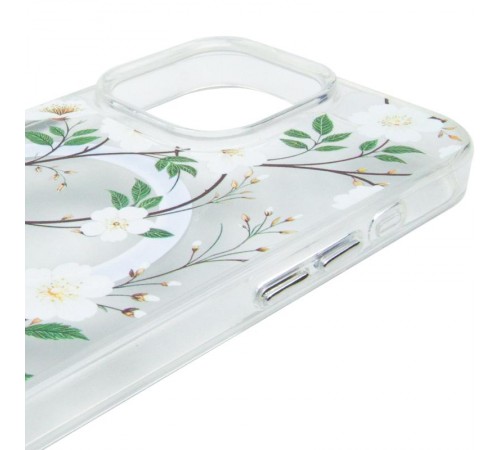 TPU+PC чохол Clear Garden with MagSafe для Apple iPhone 16 Pro Max (6.9") White Gardenia
