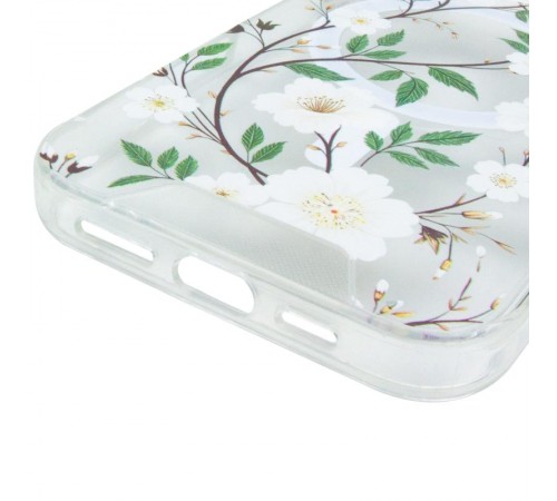 TPU+PC чохол Clear Garden with MagSafe для Apple iPhone 16 Pro Max (6.9") White Gardenia