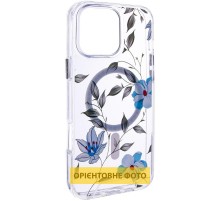 TPU+PC чохол Clear Garden with MagSafe для Apple iPhone 17 (6.3") Blue Blossom