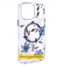 TPU+PC чохол Clear Garden with MagSafe для Apple iPhone 17 (6.3") Blue Blossom