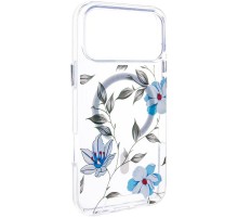 TPU+PC чохол Clear Garden with MagSafe для Apple iPhone 17 Pro (6.3") Blue Blossom