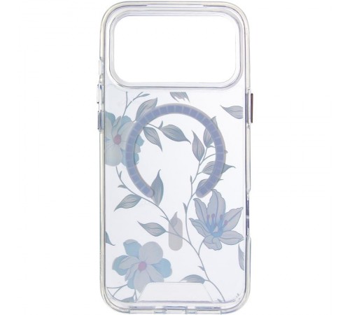 TPU+PC чохол Clear Garden with MagSafe для Apple iPhone 17 Pro (6.3") Blue Blossom