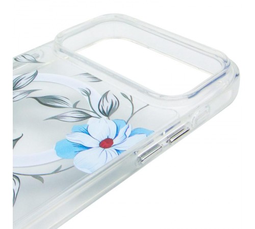 TPU+PC чохол Clear Garden with MagSafe для Apple iPhone 17 Pro (6.3") Blue Blossom