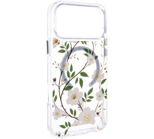 TPU+PC чохол Clear Garden with MagSafe для Apple iPhone 17 Pro (6.3") White Gardenia