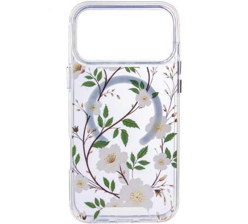 TPU+PC чохол Clear Garden with MagSafe для Apple iPhone 17 Pro (6.3") White Gardenia