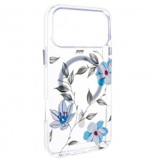 TPU+PC чохол Clear Garden with MagSafe для Apple iPhone 17 Pro Max (6.9") Blue Blossom
