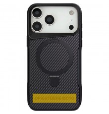 TPU+PC чохол Metal Buttons with MagSafe Carbon Ring для Apple iPhone 17 (6.3") Чорний