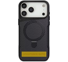TPU+PC чохол Metal Buttons with MagSafe Carbon Ring для Apple iPhone 17 Air (6.5") Чорний