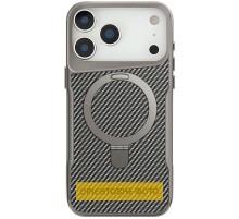 TPU+PC чохол Metal Buttons with MagSafe Carbon Ring для Apple iPhone 17 Air (6.5") Сірий