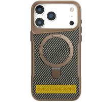 TPU+PC чохол Metal Buttons with MagSafe Carbon Ring для Apple iPhone 17 Air (6.5") Золотий