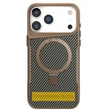 TPU+PC чохол Metal Buttons with MagSafe Carbon Ring для Apple iPhone 17 Air (6.5") Золотий