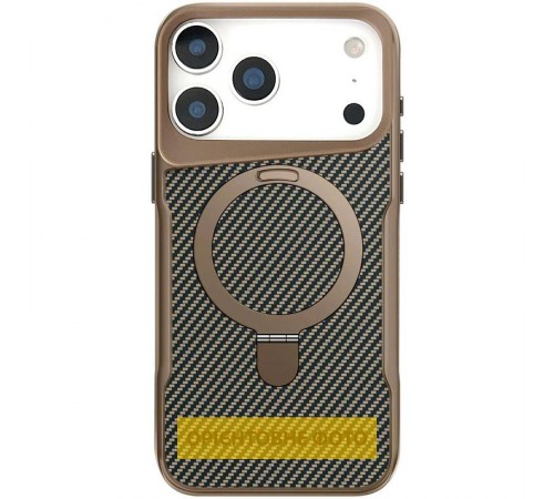 TPU+PC чохол Metal Buttons with MagSafe Carbon Ring для Apple iPhone 17 Air (6.5") Золотий