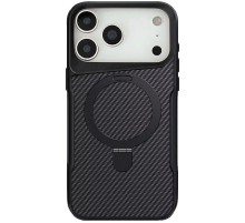 TPU+PC чохол Metal Buttons with MagSafe Carbon Ring для Apple iPhone 17 Pro (6.3") Чорний