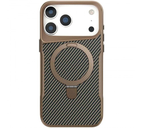 TPU+PC чохол Metal Buttons with MagSafe Carbon Ring для Apple iPhone 17 Pro (6.3") Золотий