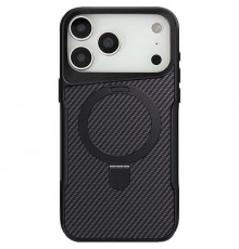 TPU+PC чохол Metal Buttons with MagSafe Carbon Ring для Apple iPhone 17 Pro Max (6.9") Чорний
