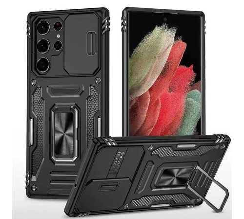 Ударостійкий чохол Camshield Army Ring для Samsung Galaxy S21 Ultra Чорний / Black