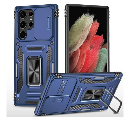 Ударостійкий чохол Camshield Army Ring для Samsung Galaxy S21 Ultra Синій / Navy