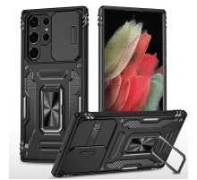 Ударостійкий чохол Camshield Army Ring для Samsung Galaxy S22 Ultra Чорний / Black