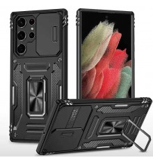 Ударостійкий чохол Camshield Army Ring для Samsung Galaxy S22 Ultra Чорний / Black