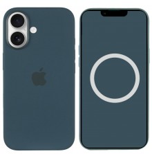 Чохол Silicone case (AAA) with Magsafe and Animation (button) для Apple iPhone 16 Plus (6.7") Lake Green