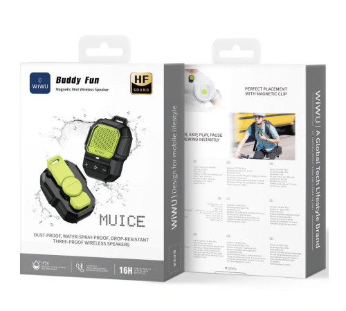 Bluetooth Колонка WiWU SPK-001 Buddy Fun with Magnetic Clip Green