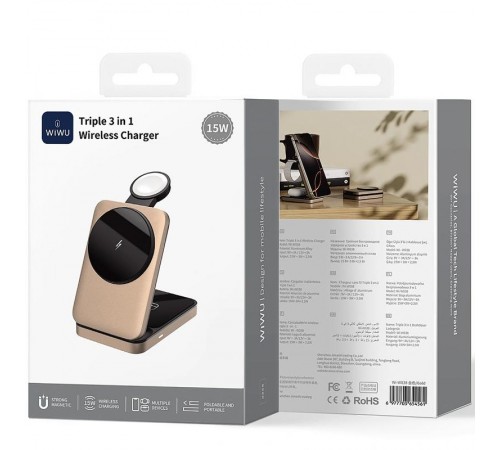 БЗП WIWU Wi-W038 Triple 3 in 1 wireless charger Gold