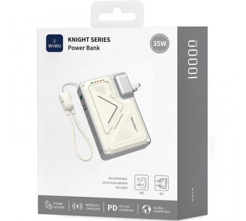 Портативний ЗП Power Bank WIWU Wi-P057 Knight 22.5W+PD35W 10000 mAh White