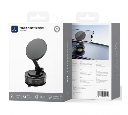 Автотримач WIWU Wi-CH057 Holdex Magnetic Car Holder with Vacuum Mount Black