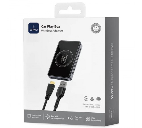 Адаптер WIWU Wi-CP004 Play box car wireless CarPlay (iOS + Android) Black