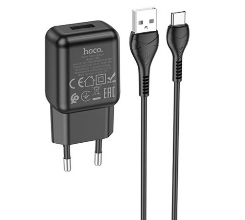 МЗП Hoco C96A (1USB/2.1A) + кабель USB to Type-C МЗП Hoco C96A (1USB/2.1A) + кабель USB to Type-C