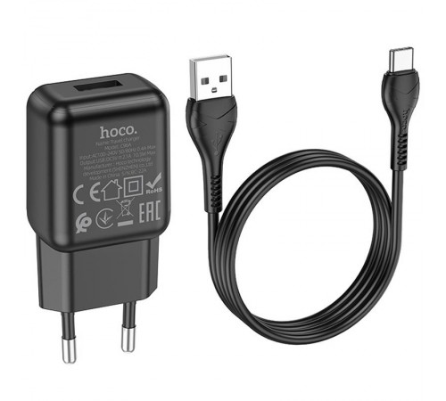 МЗП Hoco C96A (1USB/2.1A) + кабель USB to Type-C МЗП Hoco C96A (1USB/2.1A) + кабель USB to Type-C