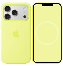 Чохол Silicone case (AAA) with Magsafe and Animation для Apple iPhone 17 Pro (6.3") Neon Yellow