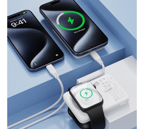 Портативний ЗП Power Bank Acefast M25 20W з БЗП+iWatch 5000 mAh White