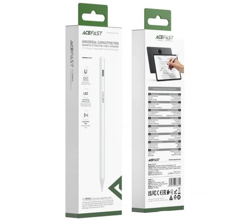Стилус Acefast V2 Universal Capacitive Pen for iPad White