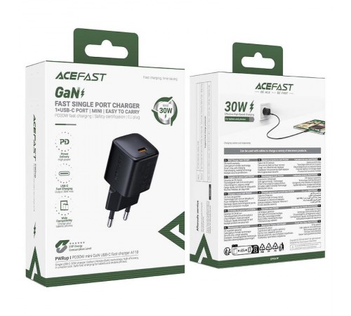 МЗП Acefast A118 PD30W GaN (1USB-C) Black