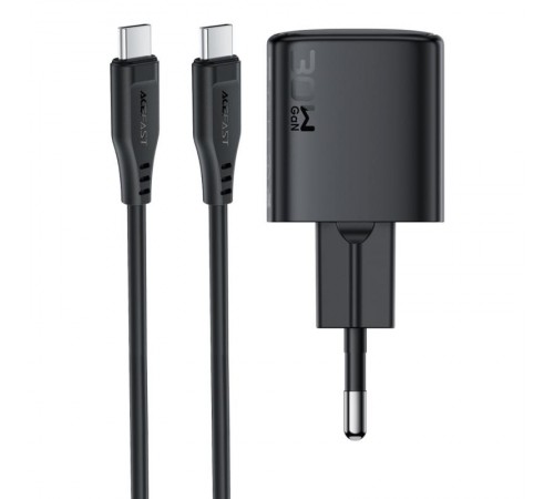 МЗП Acefast A118 PD30W GaN (1USB-C) + кабель Type-C to Type-C Black