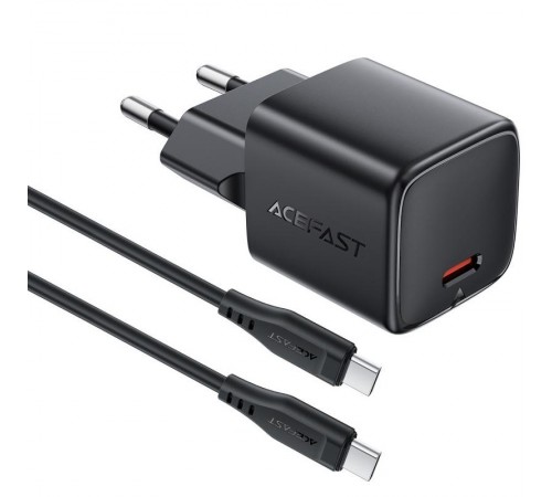 МЗП Acefast A118 PD30W GaN (1USB-C) + кабель Type-C to Type-C Black