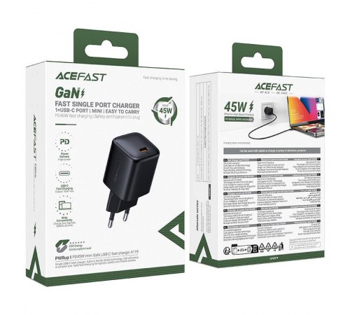 МЗП Acefast A119 PD45W GaN (1USB-C) Black