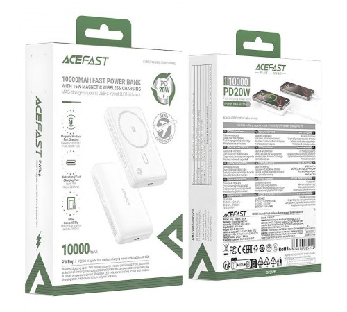 Портативний ЗП Power Bank Acefast M26 20W з БЗП 10000 mAh White
