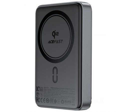 Портативний ЗП Power Bank Acefast M11 30W Qi2 з БЗП 10000 mAh Black