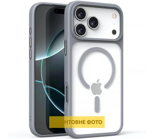 TPU+PC чохол Metal Buttons with MagSafe для Apple iPhone 17 (6.3") Сірий / Grey