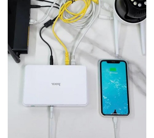 Джерело безперебійного живлення Hoco DB25 Plus Smart Mini UPS для роутерів 5V/9V/12V 10000 mAh White