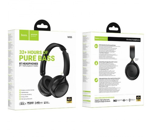 Накладні бездротові навушники Hoco W66 Wave Black