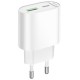 МЗП Hoco C109A Fighter PD20W+QC3.0 (1USB-A/1C) White